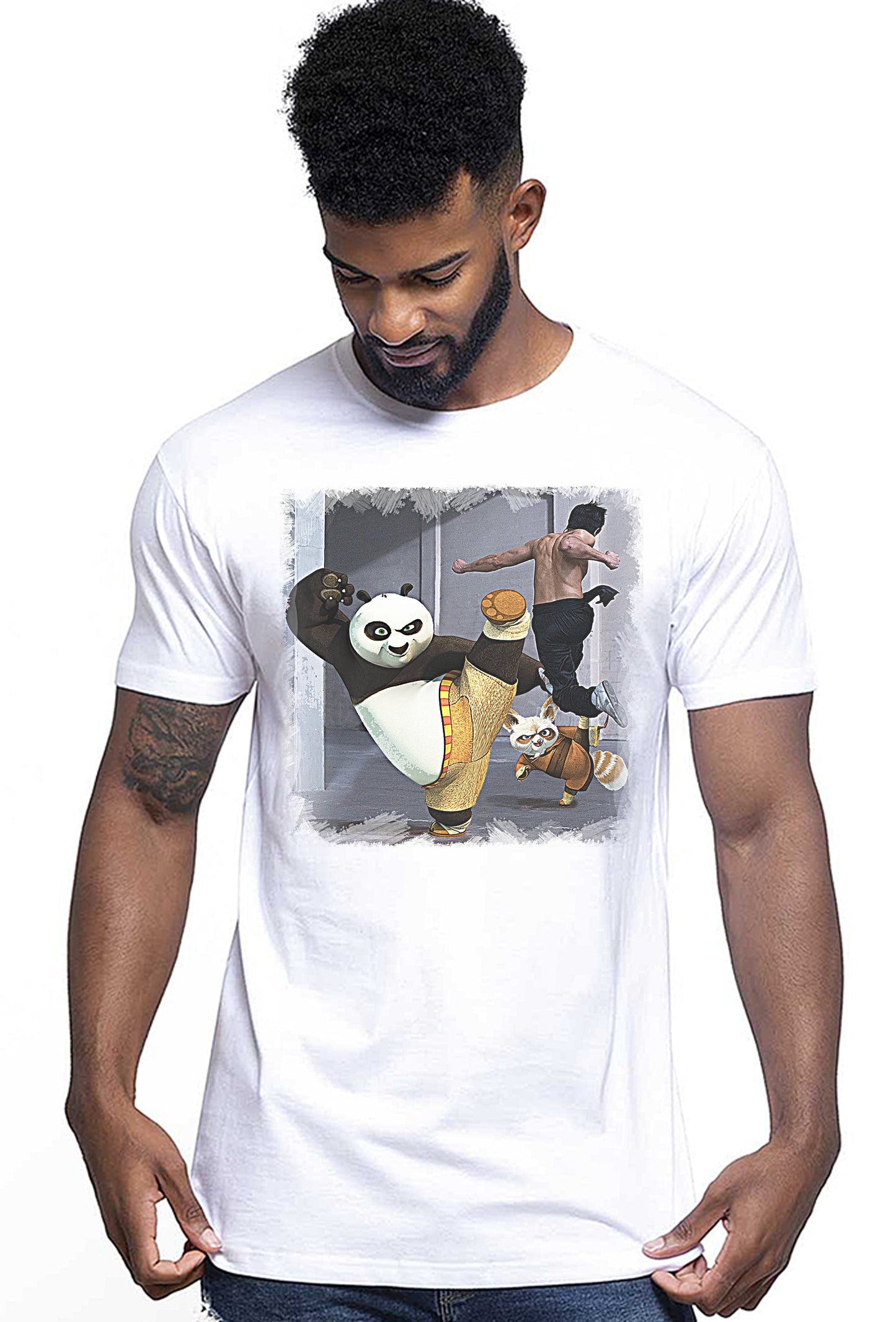 kung Fu Pand Film Cartoon Fumetti 2099 T-shirt Urban Men Uomo 100% Cotone Pettinato JK-0