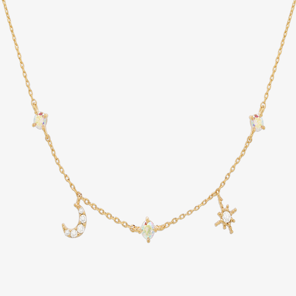Smoked topaz cubic moon star necklace-0
