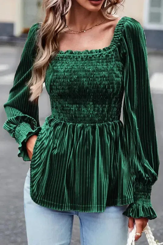 Chestnut Half Zip V Neck Ribbed Velvet Top-8