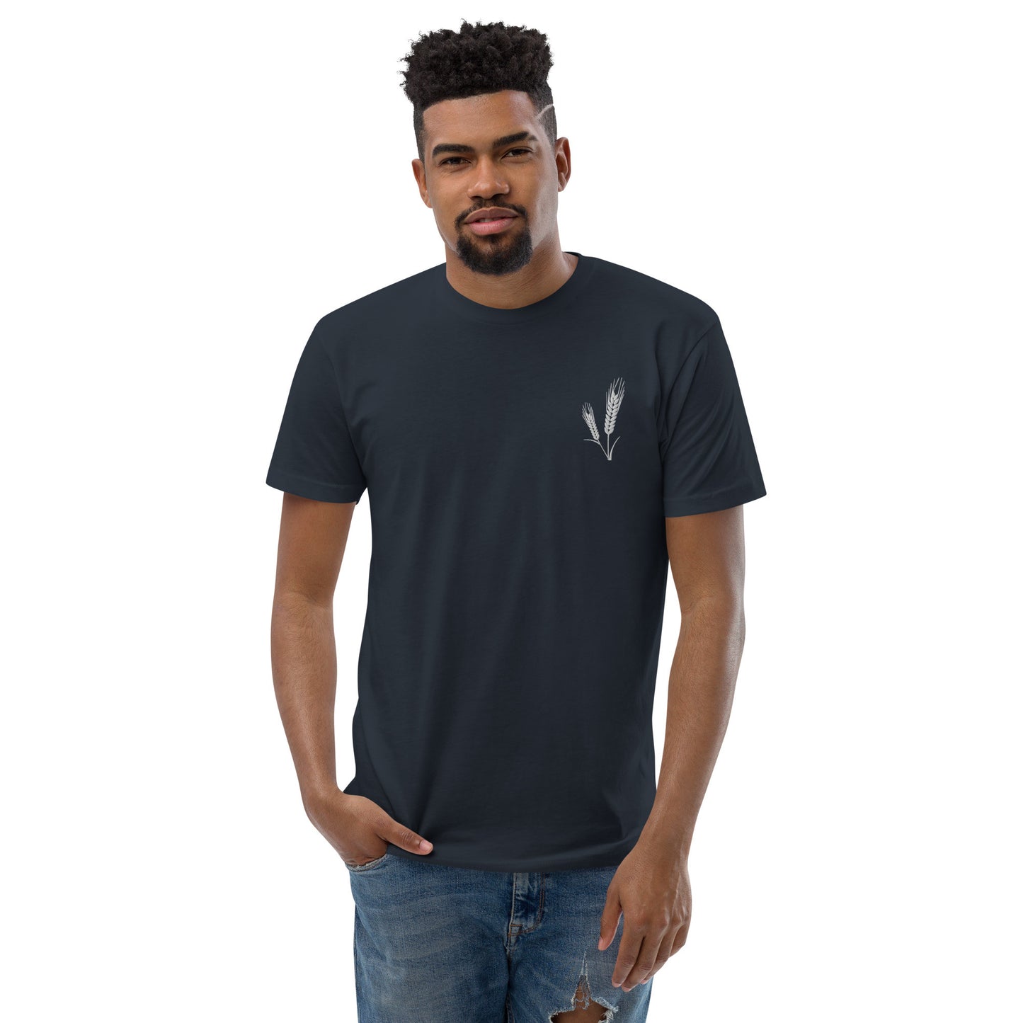 Grano Embroidered Patch Short Sleeve Men's Fitted T-Shirt-3