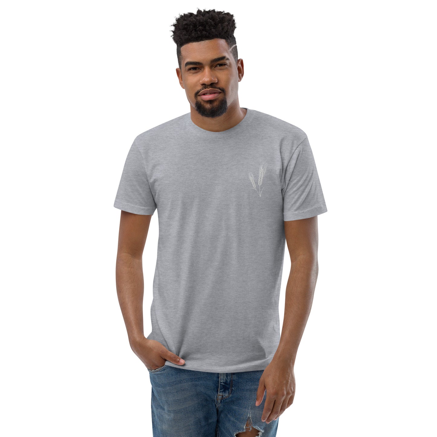 Grano Embroidered Patch Short Sleeve Men's Fitted T-Shirt-6