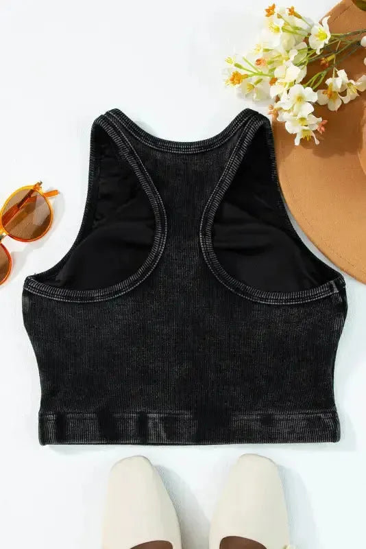 Ribbed Racerback Cropped Tank Top-3