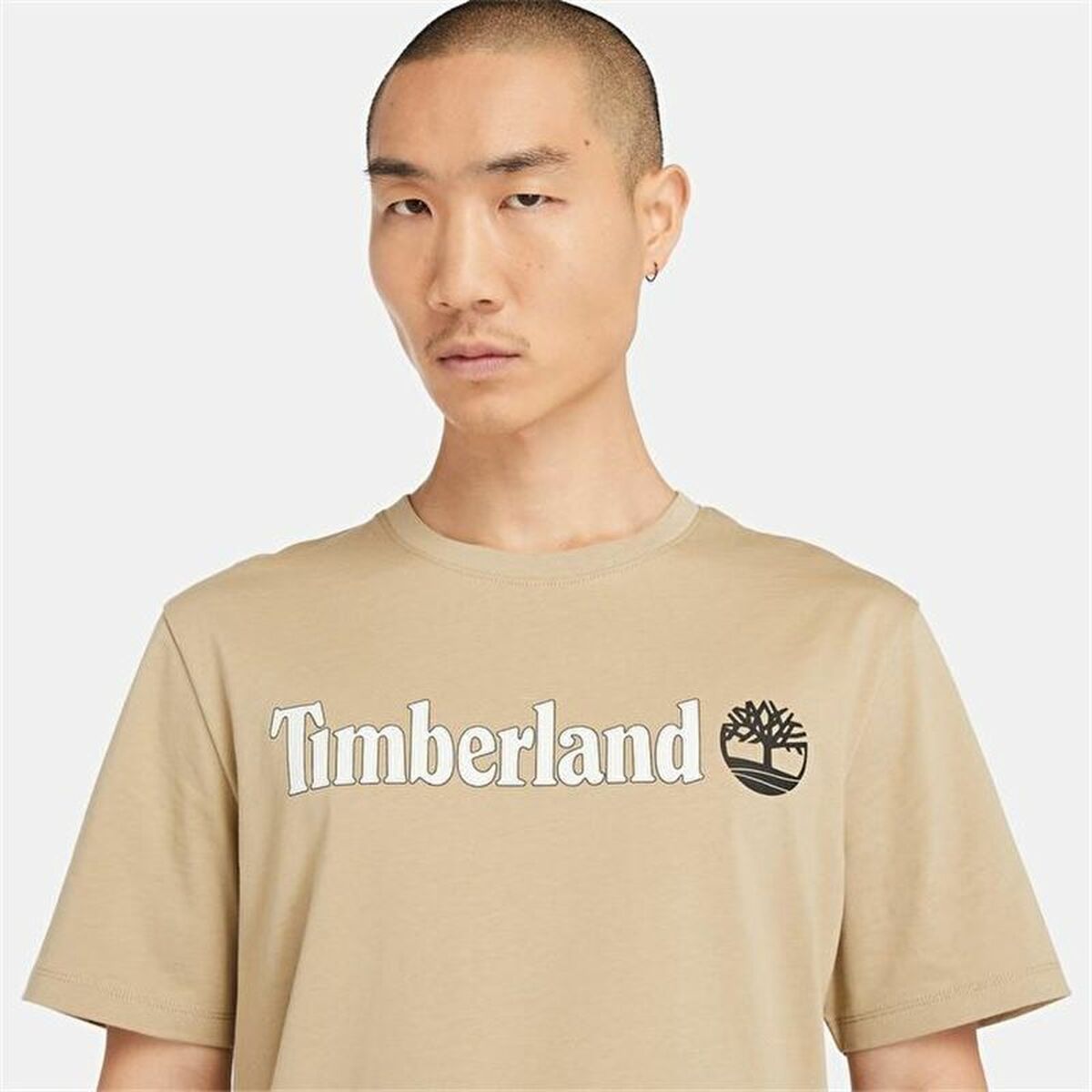 Men’s Short Sleeve T-Shirt Timberland Kennebec River Linear Logo Light brown-2