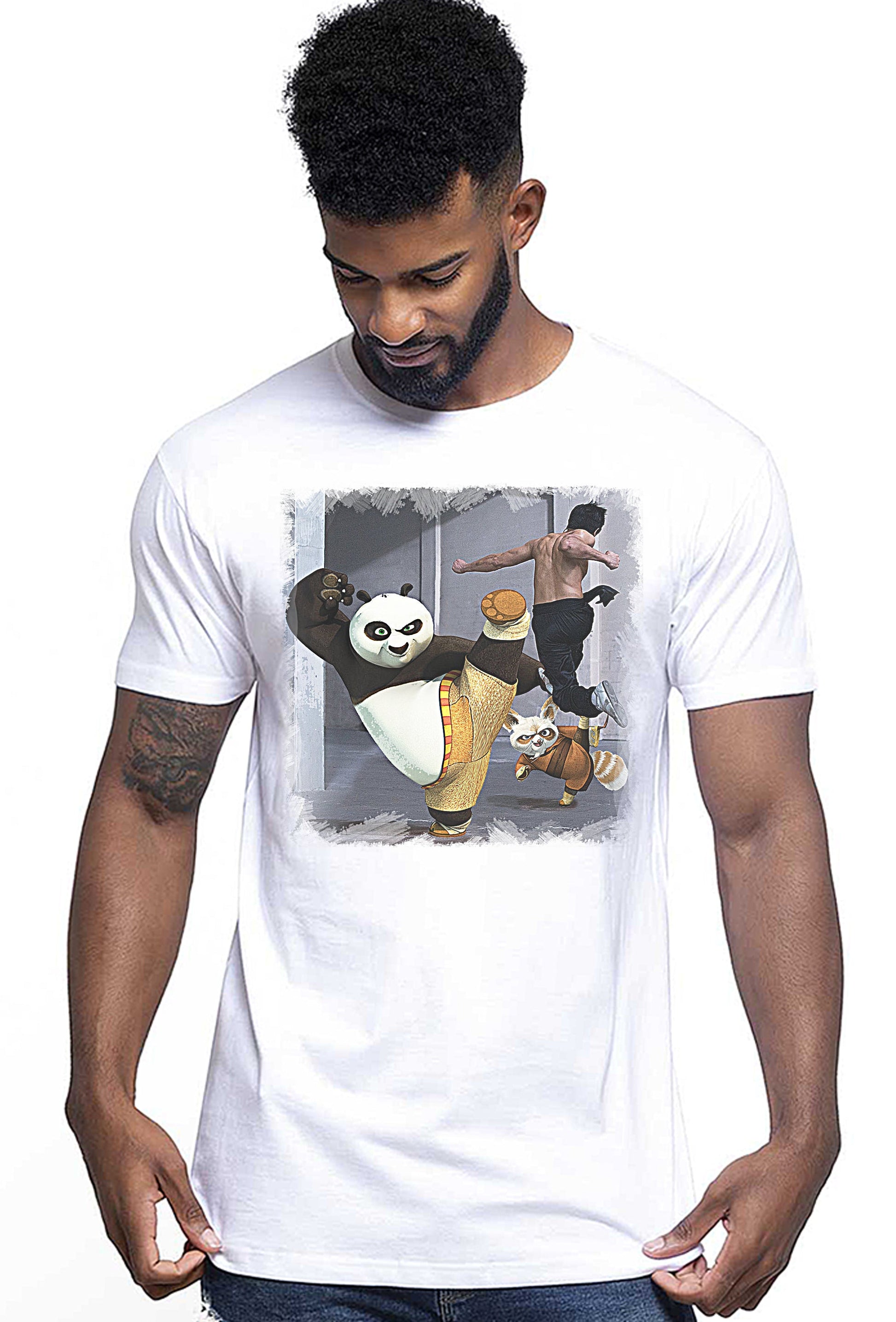 kung Fu Pand Film Cartoon Fumetti 2099 T-shirt Urban Men Uomo 100% Cotone Pettinato JK-0