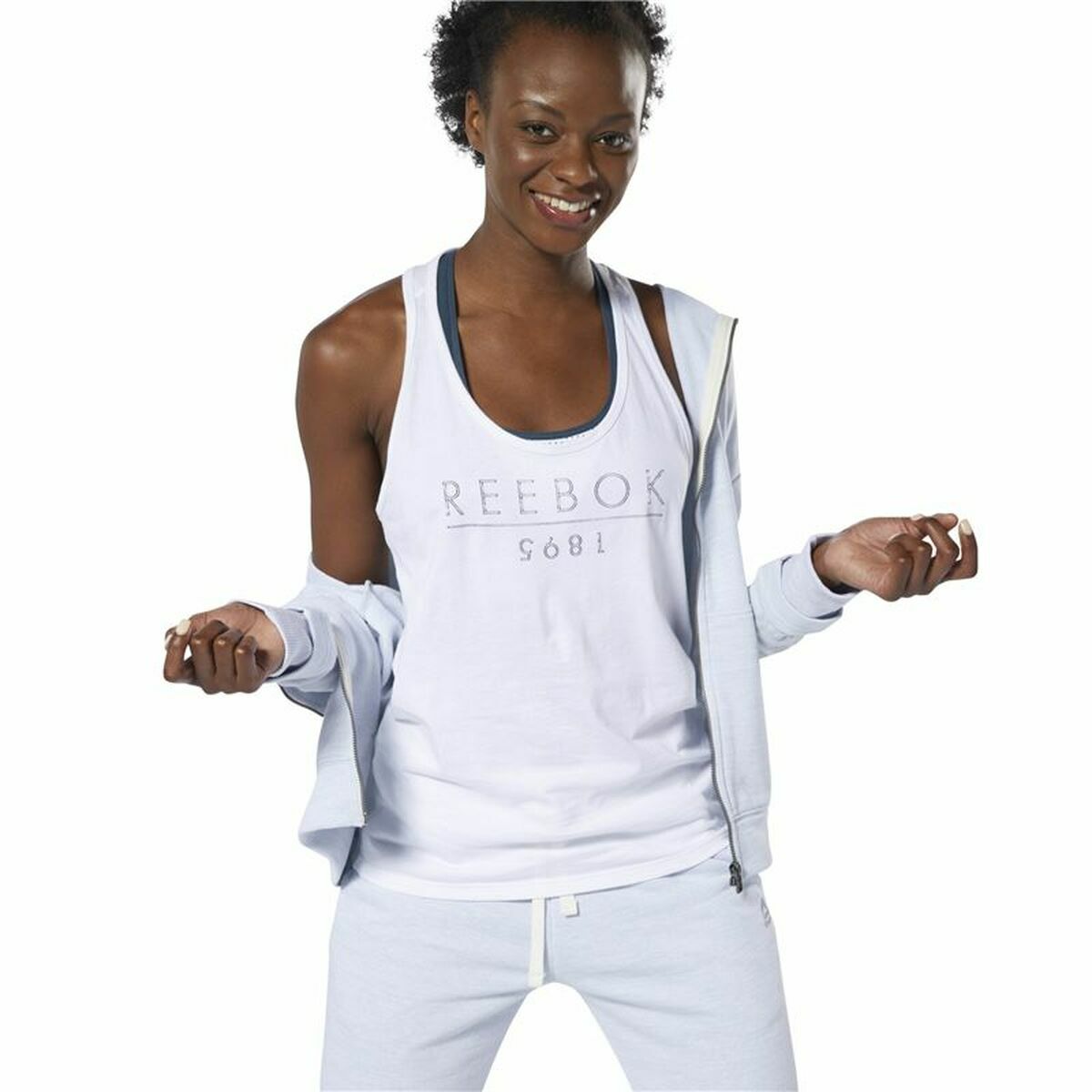 Women's Sleeveless T-shirt Reebok 1895 Race White-7