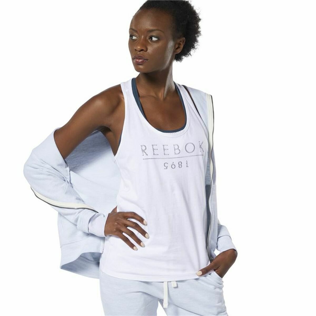 Women's Sleeveless T-shirt Reebok 1895 Race White-6