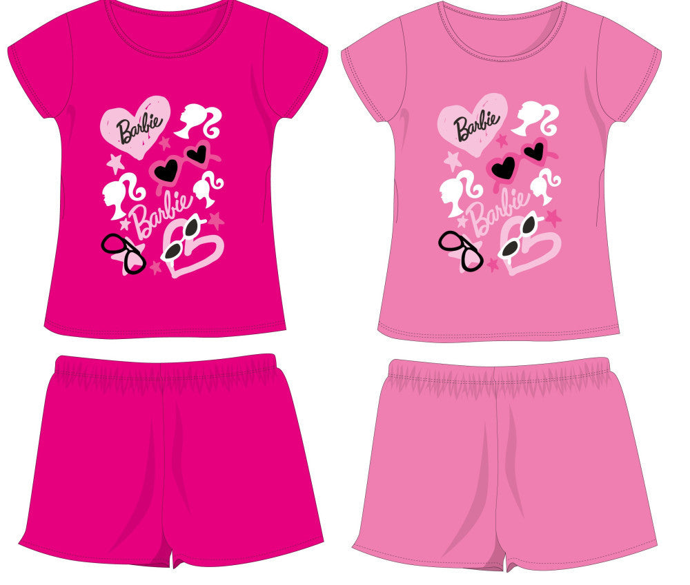 Barbie cotton summer ensemble - t-shirt and shorts set - pink - 134-0
