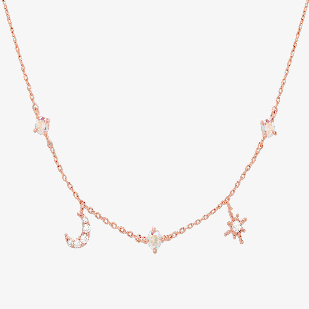 Smoked topaz cubic moon star necklace-5