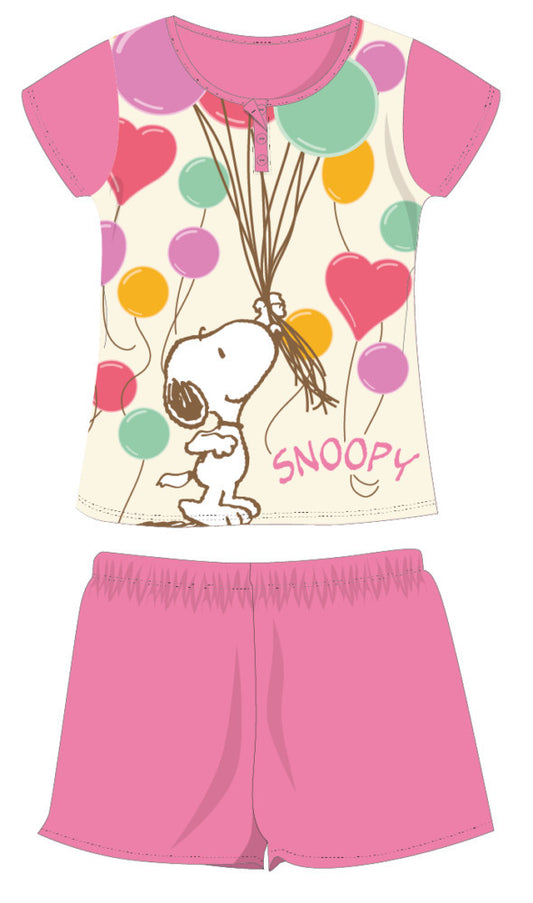 Snoopy short-sleeved summer cotton pajamas - children's jersey pajamas - pink - 98-0